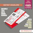 Airplane Boarding Pass with FREE Thank You Card (Red)